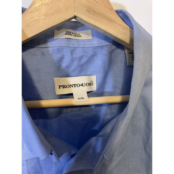 Pronto Uomo Couture‎ Men’s Sz XXL Light Blue Cotton Button Down Shirt - Picture 2 of 6